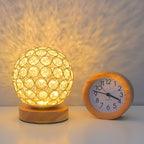 Crystal Globe Table Lamp with Wooden Base - Elegant Home Decor Lighting — Image 4