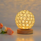 Crystal Globe Table Lamp with Wooden Base - Elegant Home Decor Lighting — Image 11