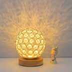 Crystal Globe Table Lamp with Wooden Base - Elegant Home Decor Lighting — Image 9