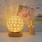 Crystal Globe Table Lamp with Wooden Base - Elegant Home Decor Lighting — Image 5