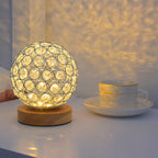 Crystal Globe Table Lamp with Wooden Base - Elegant Home Decor Lighting — Image 10