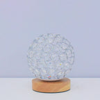 Crystal Globe Table Lamp with Wooden Base - Elegant Home Decor Lighting — Main Image