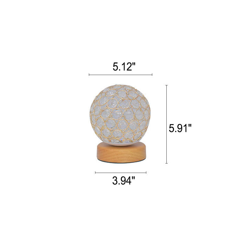 Crystal Globe Table Lamp with Wooden Base - Elegant Home Decor Lighting — Image 14
