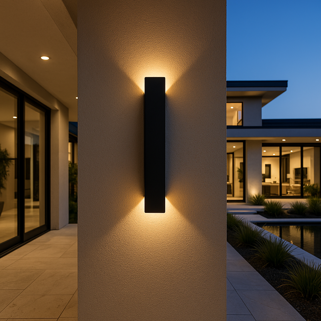 Modern Outdoor LED Wall Light Fixture - Black, Aluminum, Waterproof, 24W — Main Image