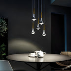 Modern Pendant Light Fixture Chrome Finish Adjustable Height LED Dining Room — Image 5