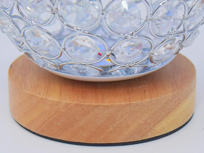 Crystal Globe Table Lamp with Wooden Base - Elegant Home Decor Lighting — Image 2