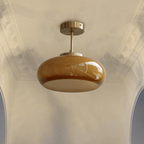 Modern Glass Ceiling Pendant Light Brass Fixture Contemporary Design Amber — Image 9