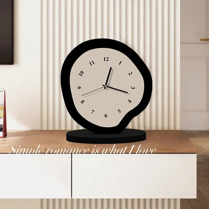Artistic Modern Table Clock Unique Abstract Design Silent Non-Ticking Quartz Movement — Image 2