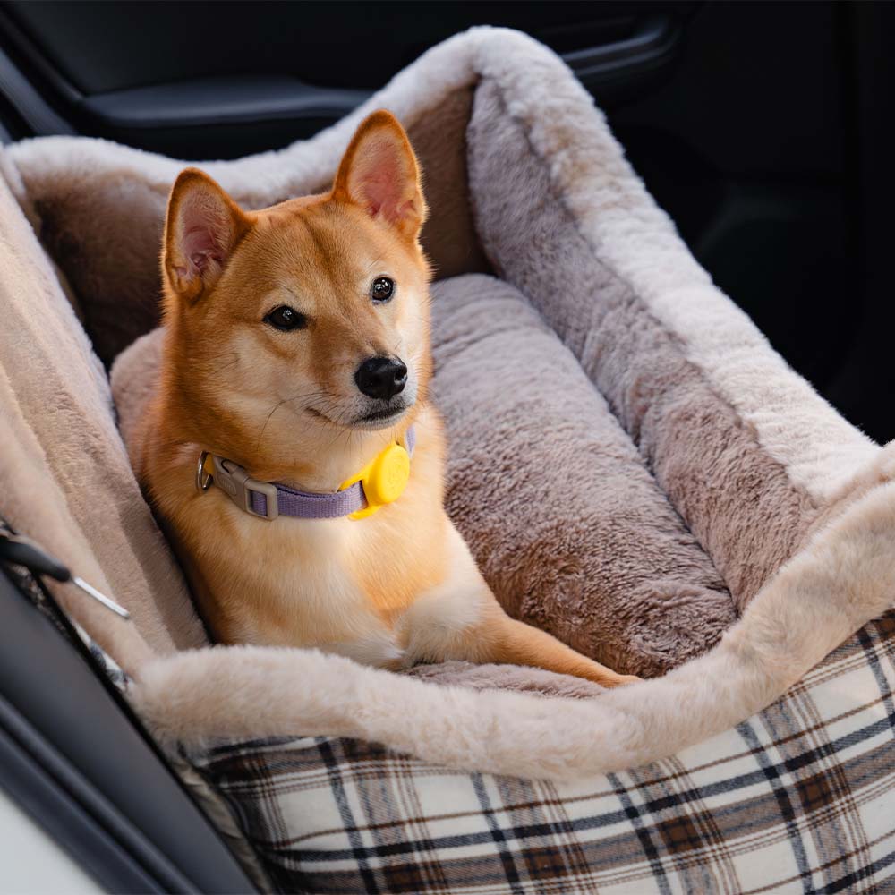 Luxury Pet Car Seat Cover Plush Lining Waterproof Travel Bed Adjustable Safety Straps Anti-Slip Bottom Plaid — Image 5