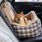 Luxury Pet Car Seat Cover Plush Lining Waterproof Travel Bed Adjustable Safety Straps Anti-Slip Bottom Plaid — Image 3