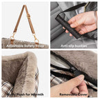 Luxury Pet Car Seat Cover Plush Lining Waterproof Travel Bed Adjustable Safety Straps Anti-Slip Bottom Plaid — Image 4
