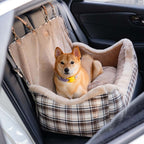 Luxury Pet Car Seat Cover Plush Lining Waterproof Travel Bed Adjustable Safety Straps Anti-Slip Bottom Plaid — Image 2