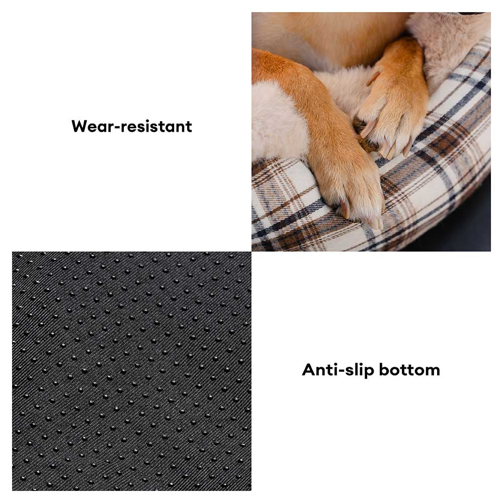 Luxury Pet Car Seat Cover Plush Lining Waterproof Travel Bed Adjustable Safety Straps Anti-Slip Bottom Plaid — Image 6