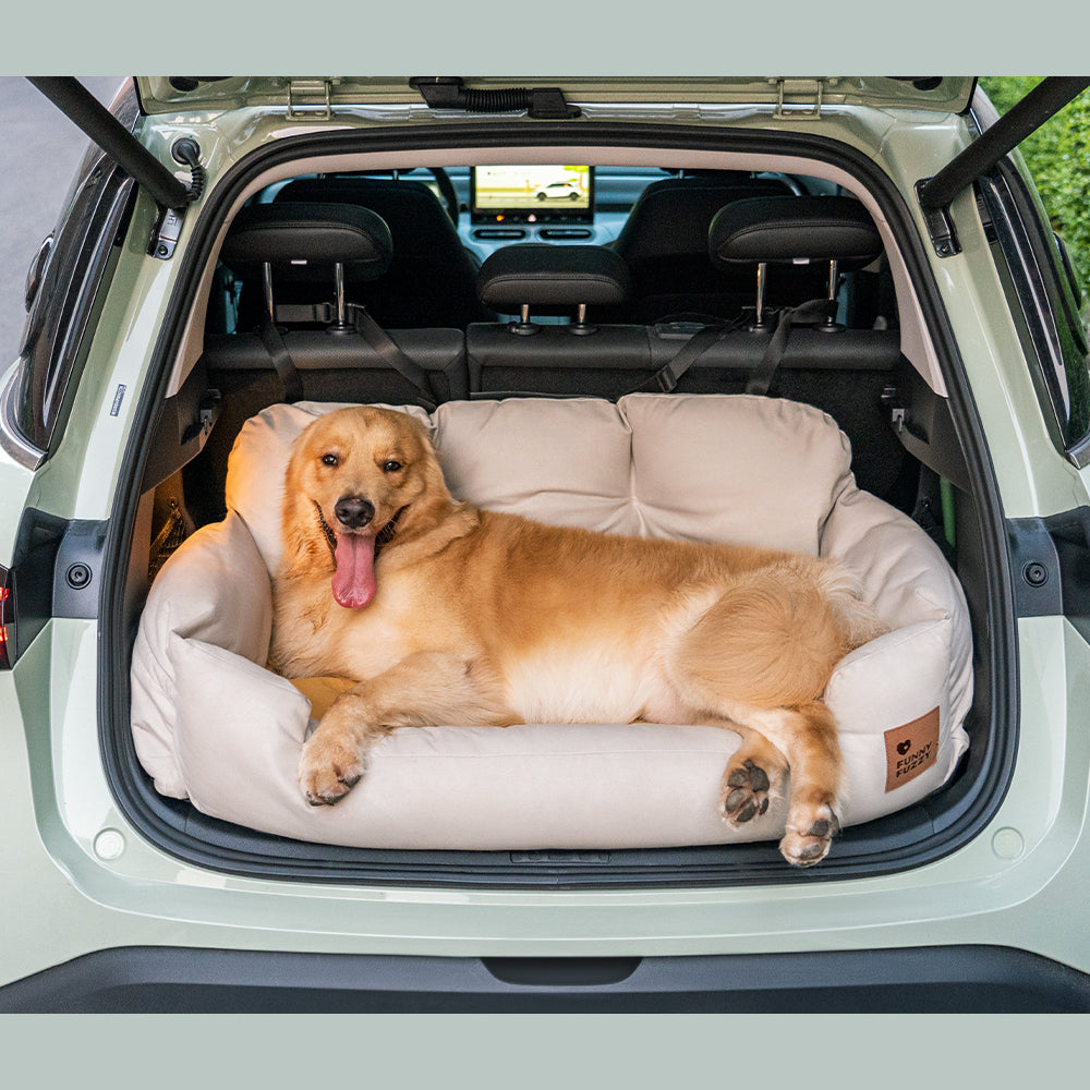 Funny Fuzzy Pet Car Seat Bed Plush Cushion Safety Belts Gray — Image 6