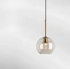 Modern Glass Pendant Light Fixture Brass Finish Globe Design — Image 11