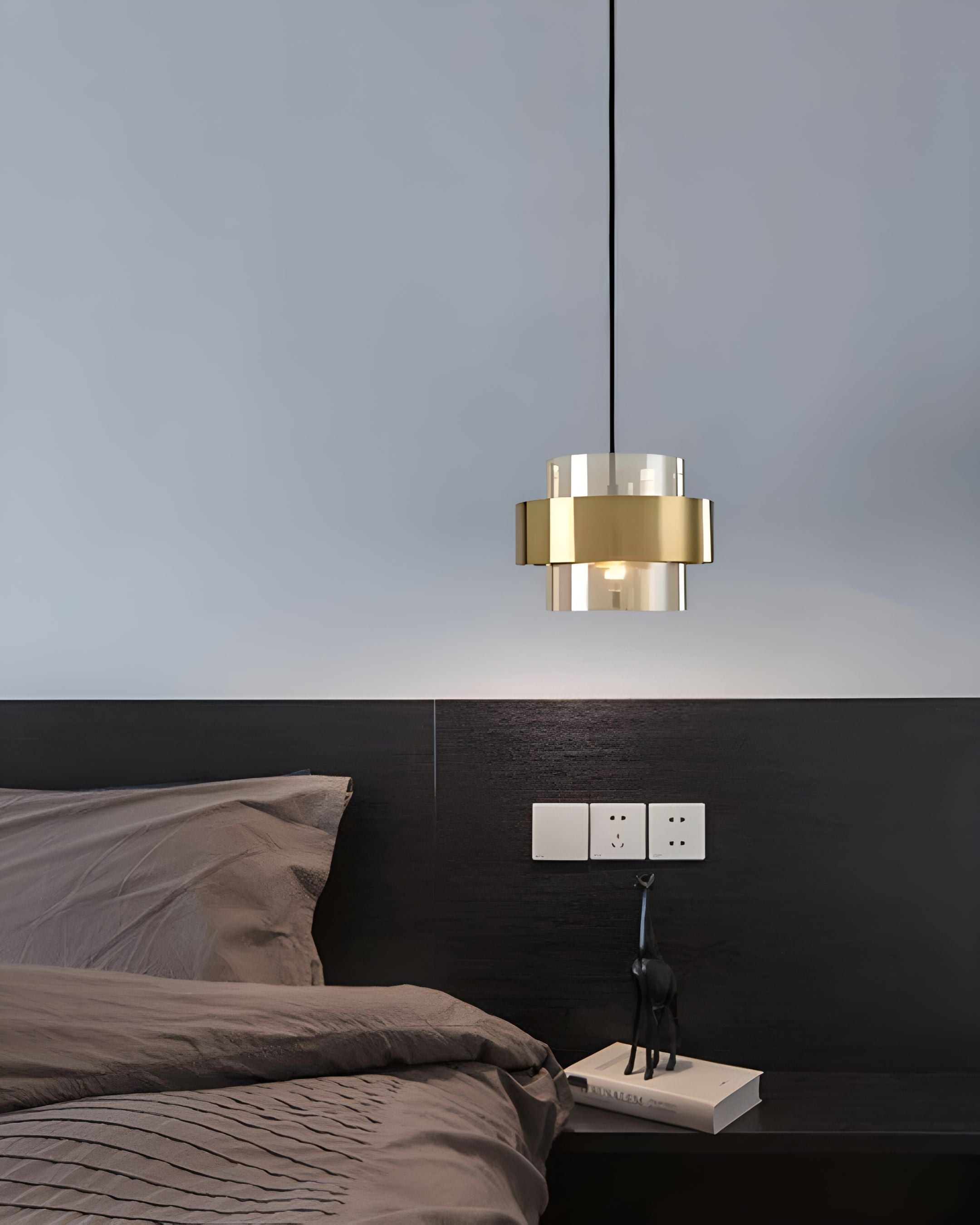 Modern Brass and Glass Pendant Light Elegant Ceiling Fixture — Image 11