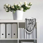 Modern Melting Shelf Clock Roman Numerals Art-Inspired Desk Decor Silver — Image 5