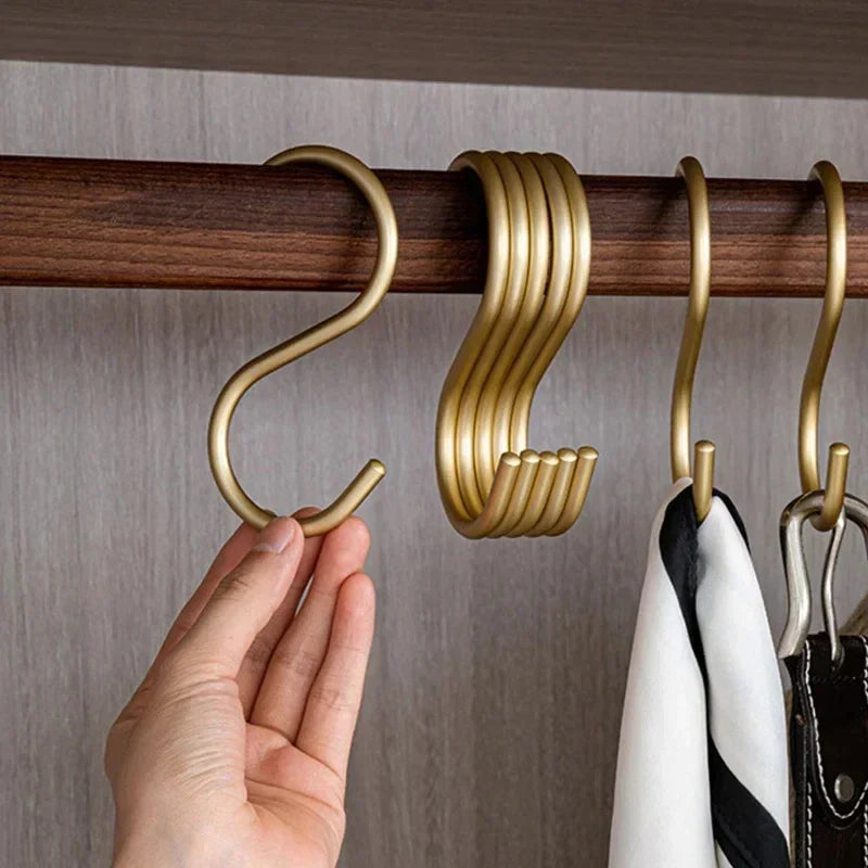 Premium S-Shaped Metal Hooks Gold Heavy-Duty Closet Organizer for Belts Bags Accessories — Image 4