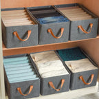Foldable Fabric Storage Bins with Handles Gray 47x28x20cm Closet Organizer — Main Image
