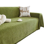 Luxury Sofa Cover Cotton Blend Herringbone Pattern Green Washable Protector — Image 16