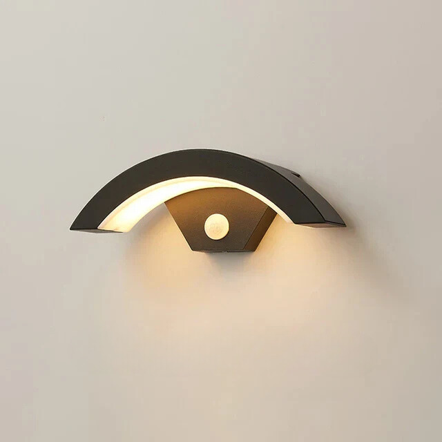 Modern LED Outdoor Wall Light with Motion Sensor, Black, Aluminum, Waterproof, Energy Efficient — Image 5