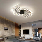 Modern Sputnik LED Ceiling Light Fixture Metal Starburst Chandelier Black Gold — Main Image