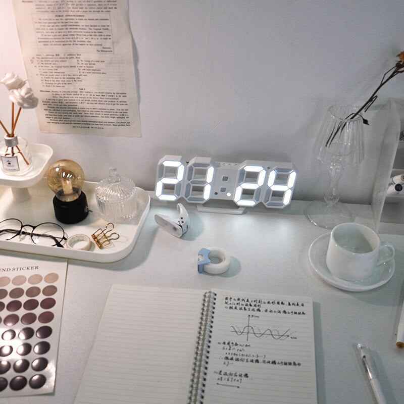 LED Digital Alarm Clock Wall Mountable Desk Clock with Temperature Display Adjustable Brightness — Image 3