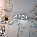 LED Digital Alarm Clock Wall Mountable Desk Clock with Temperature Display Adjustable Brightness — Image 3