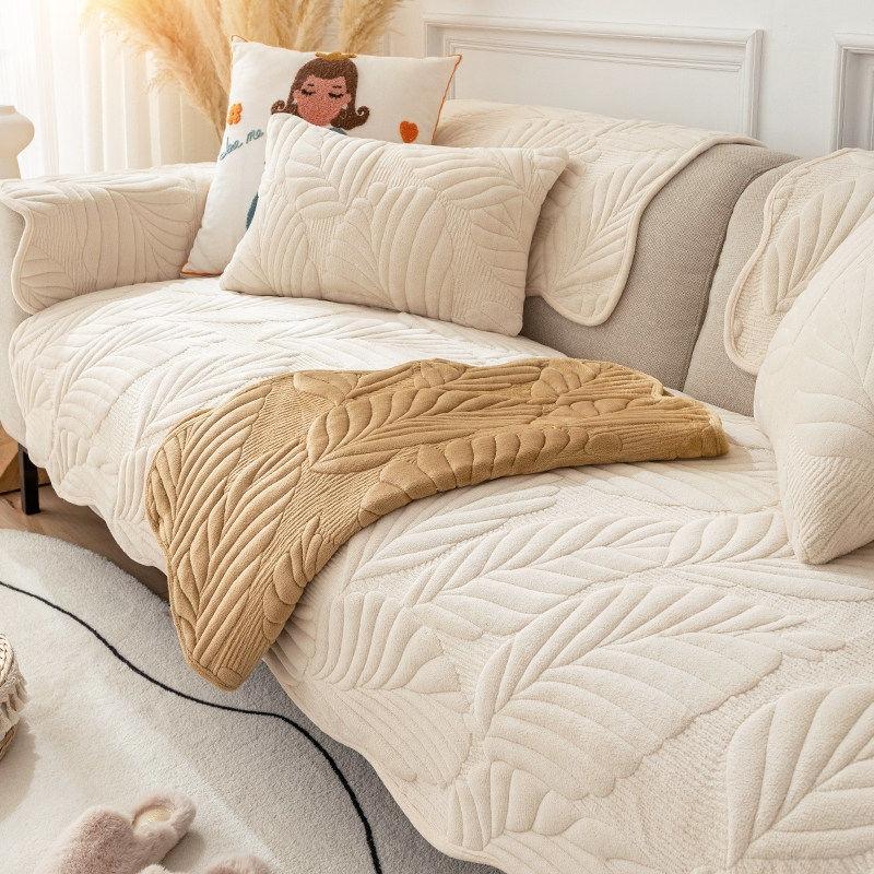 Pet-Friendly Quilted Sofa Cover Beige Polyester Non-Slip Protector — Image 11