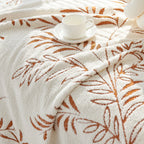 Elegant Leaf Pattern Sofa Cover Cotton Blend Beige Slipcover Living Room Furniture Protector — Image 4