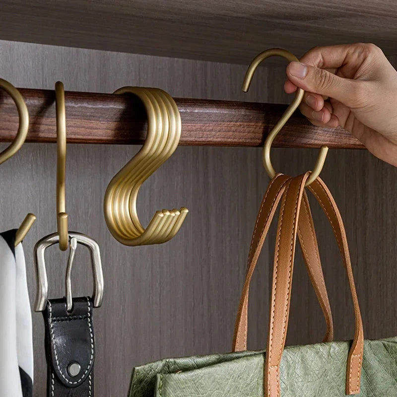 Premium S-Shaped Metal Hooks Gold Heavy-Duty Closet Organizer for Belts Bags Accessories — Image 2
