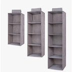 Hanging Closet Organizer with Shelves Durable Fabric Storage Solution Grey — Image 5