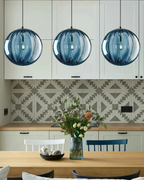 Modern Glass Pendant Light Elegant Globe Design Multiple Colors for Dining Room Kitchen Living Space — Image 3