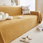Luxury Sofa Cover Cotton Blend Herringbone Pattern Green Washable Protector — Image 13