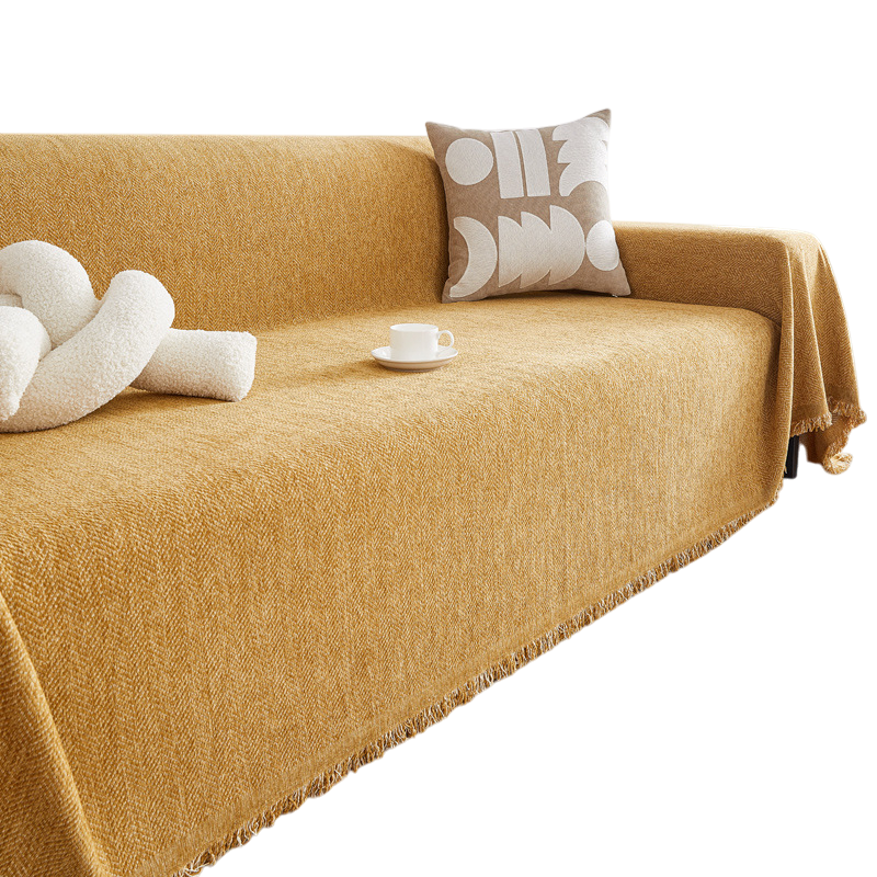 Luxury Sofa Cover Cotton Blend Herringbone Pattern Green Washable Protector — Image 18
