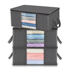 Fab Totes Foldable Storage Bags Large Capacity Organizer with Clear Window and Handles Gray Fabric — Image 8