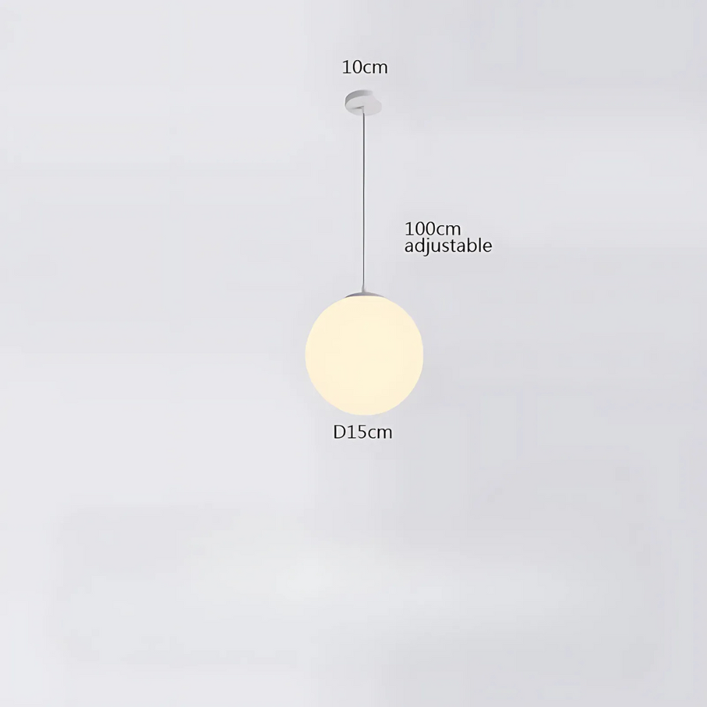Modern Pendant Light Fixture - Adjustable Glass Shade, White, Multiple Sizes — Image 13