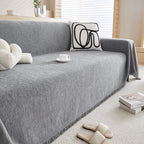 Luxury Sofa Cover Cotton Blend Herringbone Pattern Green Washable Protector — Image 12