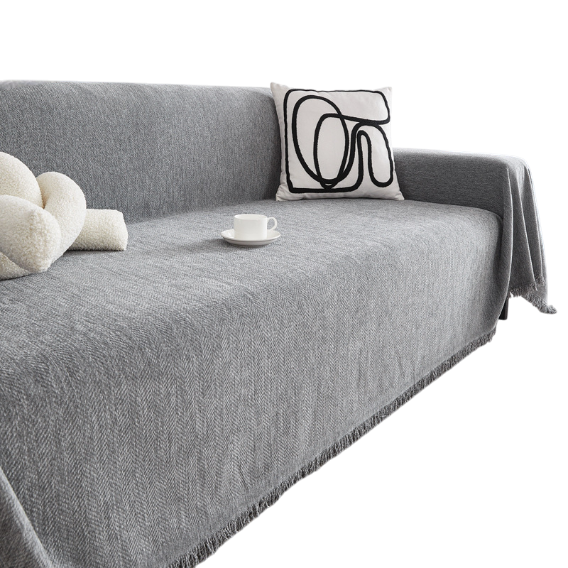 Luxury Sofa Cover Cotton Blend Herringbone Pattern Green Washable Protector — Image 19
