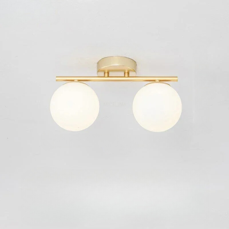 Ascelin Modern Ceiling Light Fixture - Gold & Black, Glass Globes, 2-3 Bulbs — Image 3