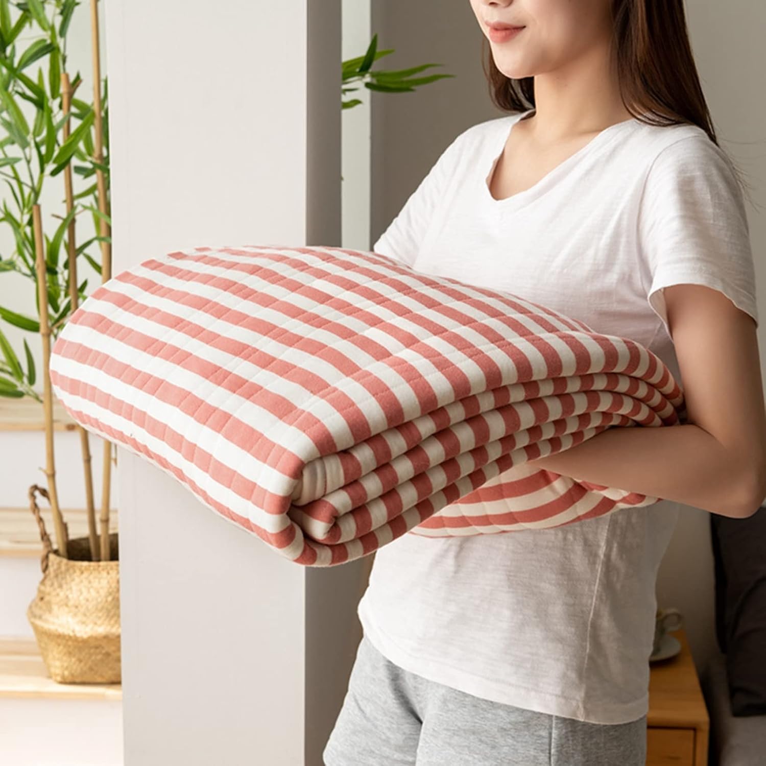 Cozy Home Striped Cotton Blanket - Yellow/White, Soft and Lightweight, 150x200cm — Image 13