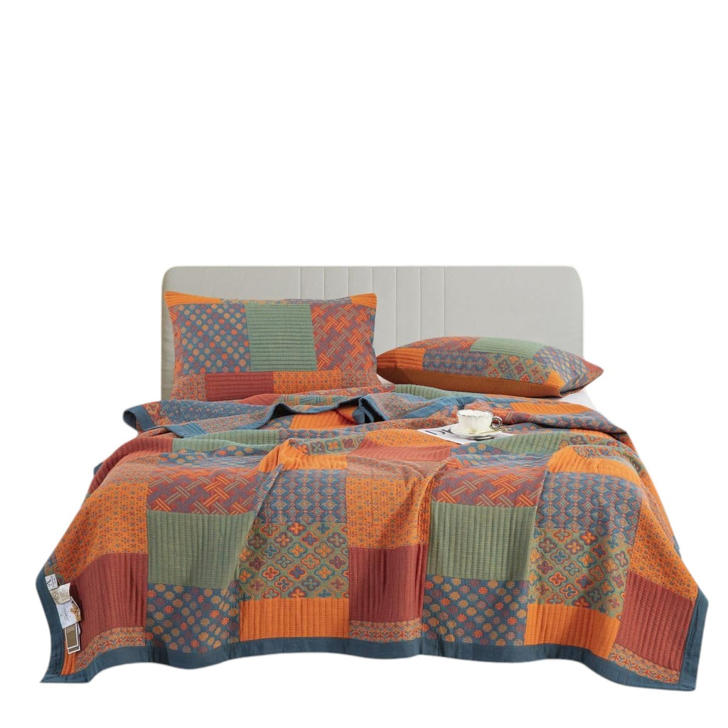 Patchwork Quilt Set Cotton Multicolor Reversible Lightweight Bedding King — Image 11