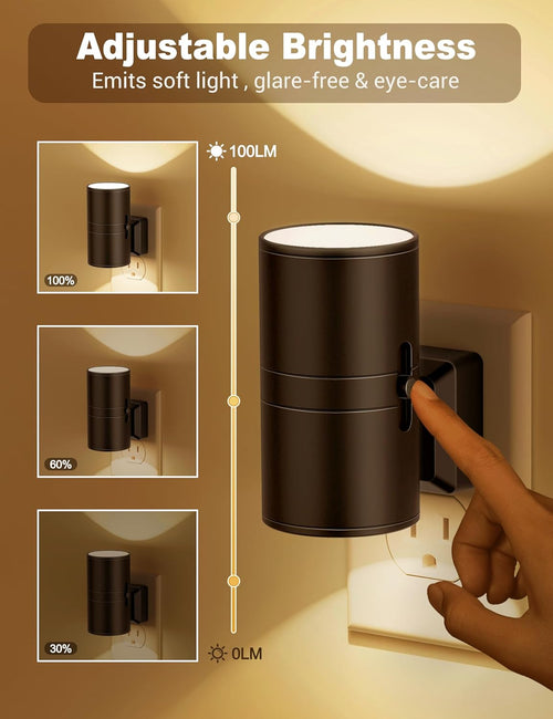 Adjustable LED Wall Night Light with Sensor, Black, Energy-Efficient, Eye-Care — Image 2