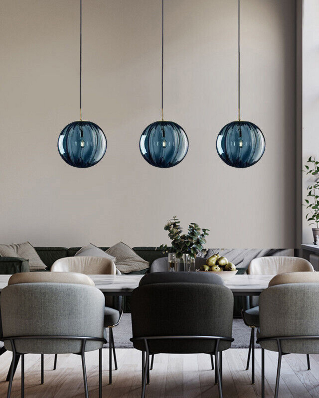 Modern Glass Pendant Light Elegant Globe Design Multiple Colors for Dining Room Kitchen Living Space — Image 5