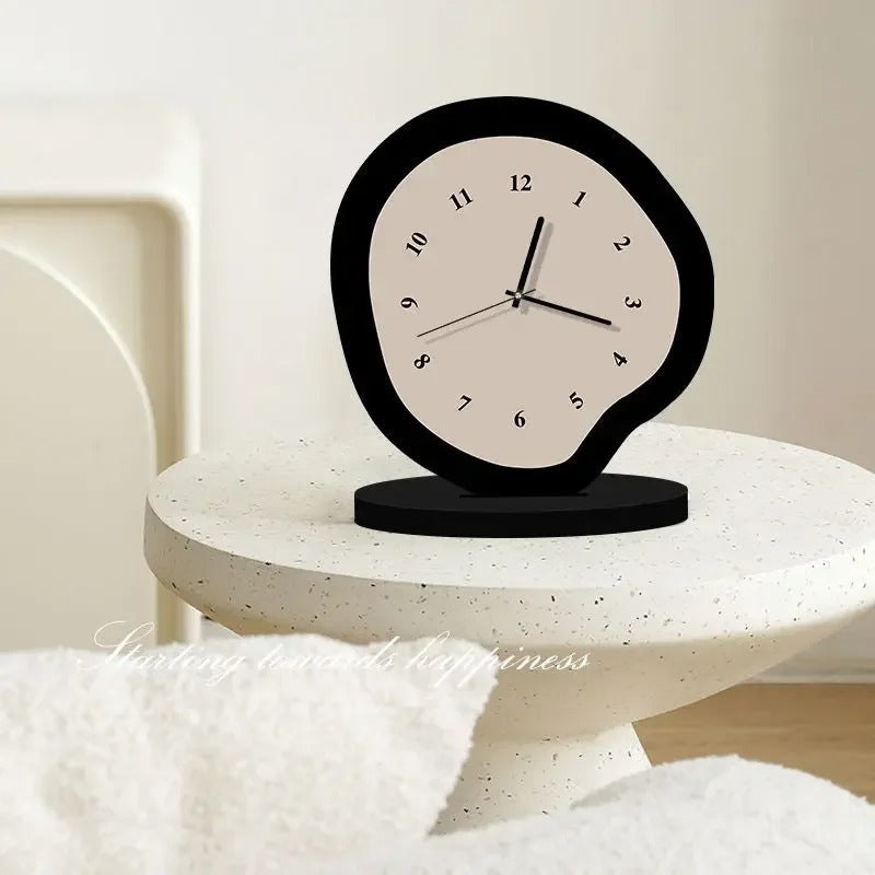 Artistic Modern Table Clock Unique Abstract Design Silent Non-Ticking Quartz Movement — Main Image