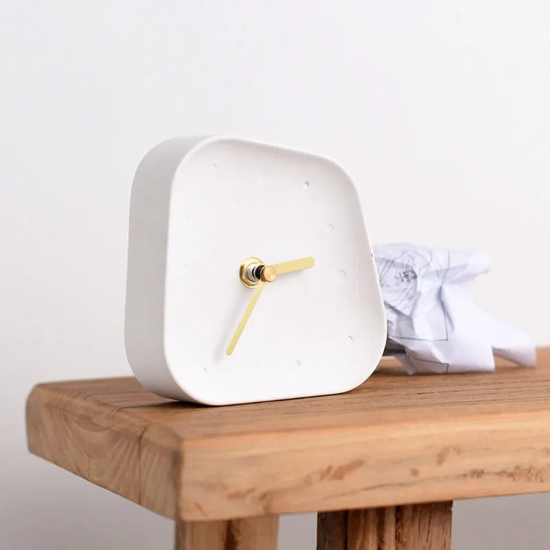 Modern Minimalist Concrete Desk Clock Silent Non-Ticking Tabletop Timepiece — Image 10