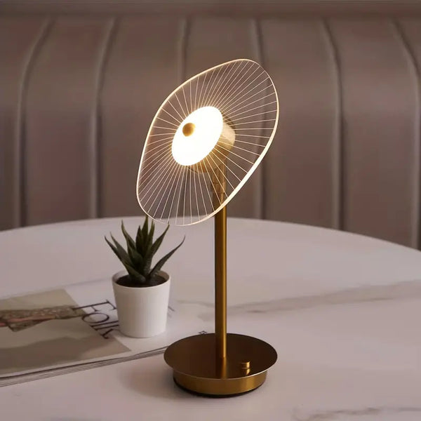 Modern Gold LED Table Lamp with Unique Design, Adjustable Brightness, Metal — Main Image