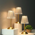 Elegant Gold Table Lamp with Glass Shade - Vintage Style, Metal Base, 15-inch — Image 8