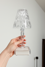 Elegant Crystal LED Table Lamp with Touch Control, USB Charging, 10.2 Inch — Back View