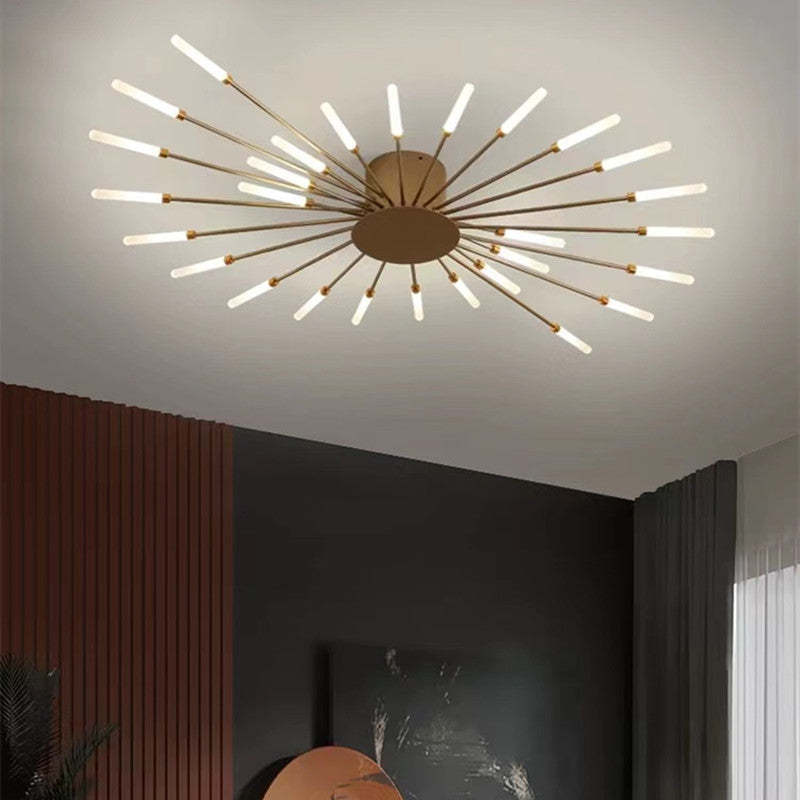 Modern Sputnik LED Ceiling Light Fixture Metal Starburst Chandelier Black Gold — Image 16